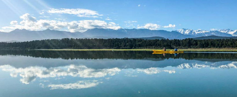 kayaking okarito lagoon west coast