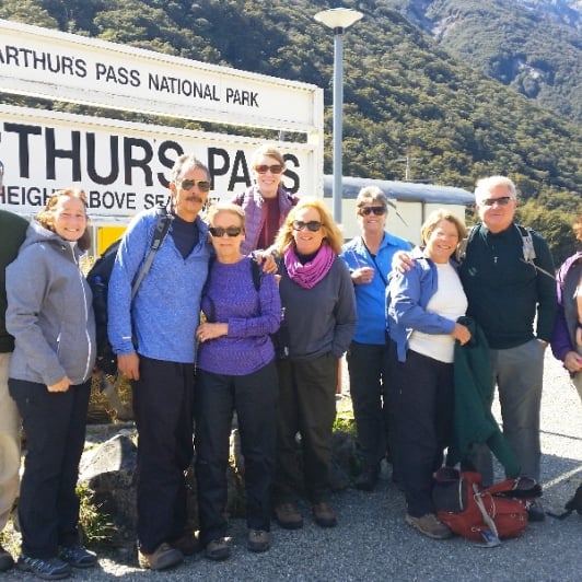 hiking group at arthurs pass station