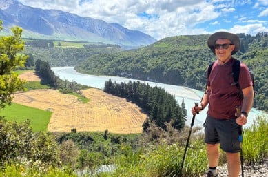 Day 3 happy guest hikes Rakaia Gorge Walkway