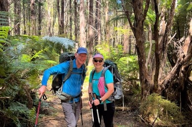 Day 6 happy couple hike the Nydia Track