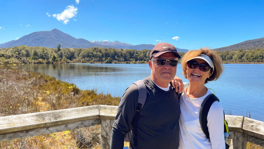 kepler track happy couple hiking