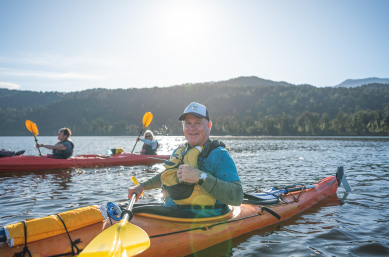 Kayaking solo guest on Lake Mapourika 2