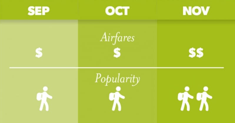New Zealand spring airfares infographic
