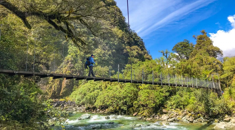 River crossing on the Hollyford Track