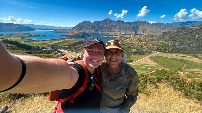 guide faith and guest hiking rocky mountain track wanaka