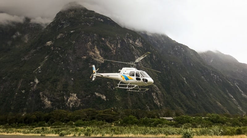 Helicopter transfer from Milford Sound, Fiordland