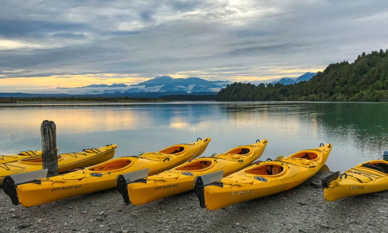 Kayaks at Lake Okarito
