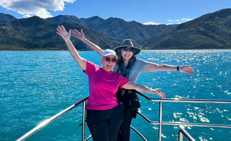 two happy women kaikoura boat best nz tours blog