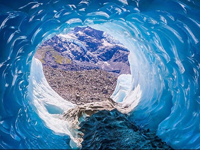 Glacial tunnel on Tasman Glacier