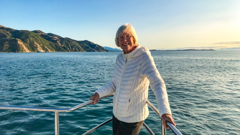 guest on kaikoura whale boat
