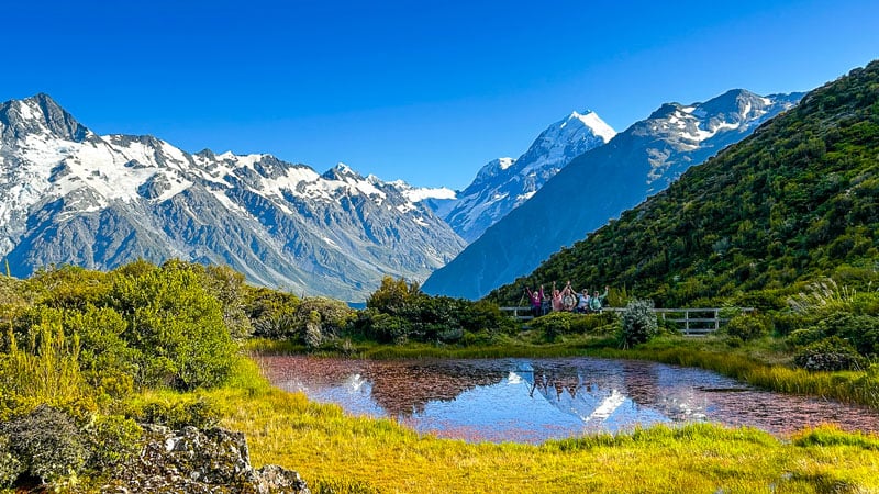 guests hiking in mt cook national park