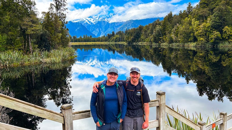 guide Ryan and guest Lake Matheson