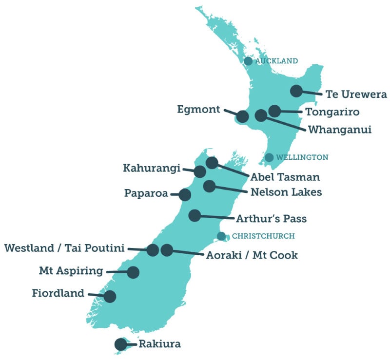 New Zealand National Parks Map