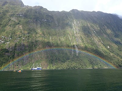 Rainbow over Milford Sound
