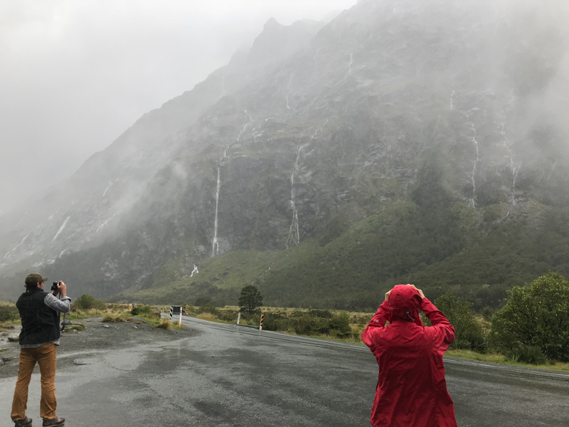 Taking photos in the Milford Sound rain