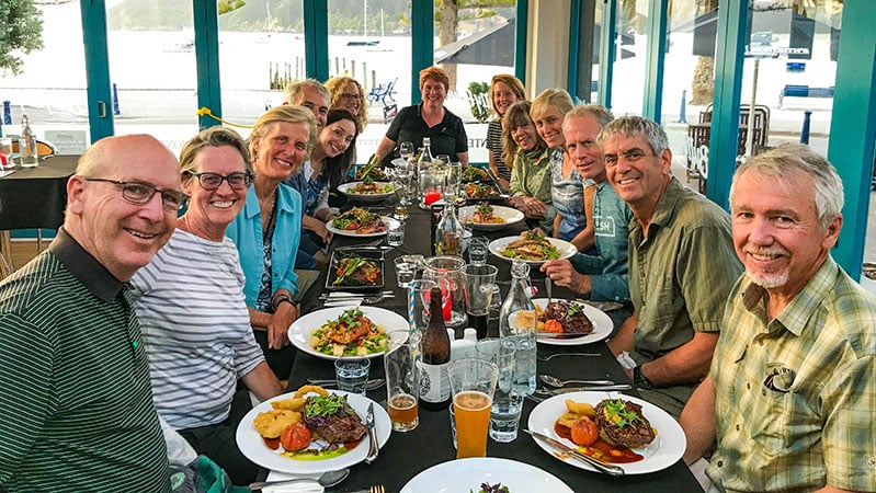 New Zealand tour group dinner Akaroa