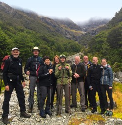 pausing for a group photo in Arthurs Pass National Park