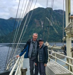 Doubtful Sound boat and couple