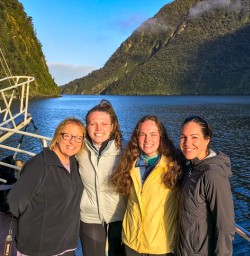 Family on Milford Sound boat cruise
