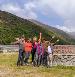 Group at Arthurs Pass National Park, Canterbury New Zealand