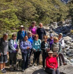 Group at Arthurs Pass river, Canterbury New Zealand