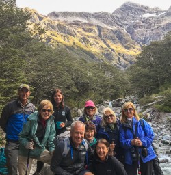 Group at Arthurs Pass river, Canterbury New Zealand