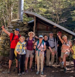 Group at Sam Summer Hut, Otago New Zealand