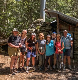 Group at Sam Summer Hut, Otago New Zealand