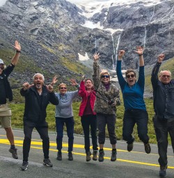 Jumping at Homer Tunnel fiordland
