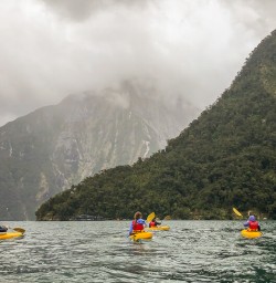 Kayak tour at Milford Sound, Fiordland New Zealand
