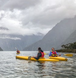 Kayaking at Milford Sound, Fiordland New Zealand
