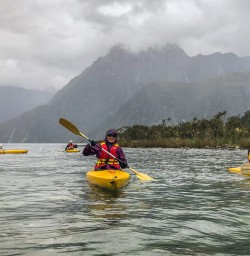 Kayaking tour at Milford Sound, Fiordland New Zealand