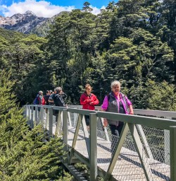Passing Bridge at Devils Punchbowl Falls, Canterbury New Zealand