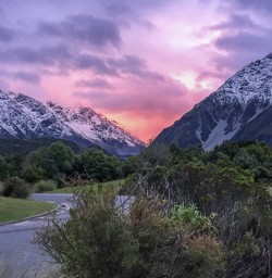 Sunset on Aoraki Mount Cook National Park, Canterbury New Zealand