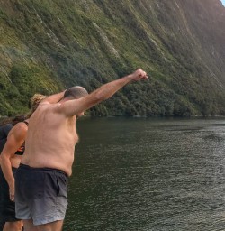 Swimming at Milford Sound