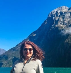 Windy boat ride in Milford Sound
