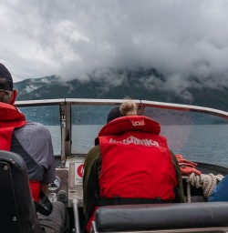 Boating through Fiordland