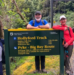 Group at Hollyford track, Fiordland New Zealand