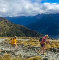 Guests hiking Mount Luxmore