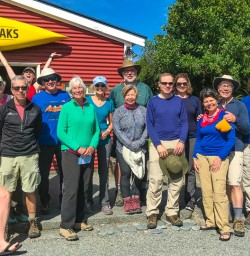 Guests outside Okarito kayak shop