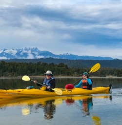Guests paddling Okarito Lagoon