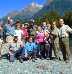 group at hollyford track river new zealand