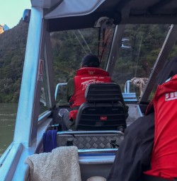 Jetboat on Lake Mckerrow, Fiordland New Zealand