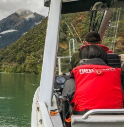 Jetboat on Lake Mckerrow, Fiordland New Zealand