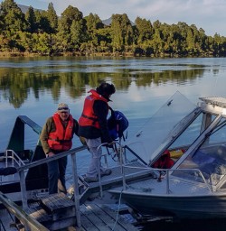 Jetboat on Lake Mckerrow, Fiordland New Zealand