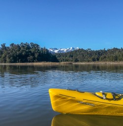 Kayak at Okarito Lagoon, West Coast New Zealand
