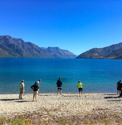 Who can resist a stone skim!? On the shore of Lake Wakatipu