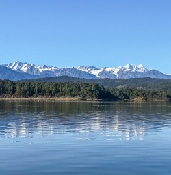 Aoraki Mt Cook from Okarito Lagoon, West Coast New Zealand