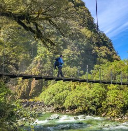 River crossing on the Hollyford