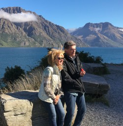 Couple at Devils Staircase Lookout Point, Lake Wakatipu Otago New Zealand